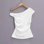 Off Shoulder Plain Top White - M