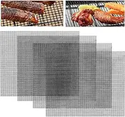 4 Pcs BBQ Grill mesh mat,Reusable Grilling mats Net Barbecue Works on Gas Baking Cooking Barbecue 40 x 33 cm