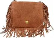 [ANDRESLAD] Fringed Bag Satchel Bag Corduroy Tote Bag Handbags for Women Purses for Women Vintage Handbags Laptop Bag Anti Theft Bag Wallet Messenger Bag for Women Tassels Bag Yellow Suede