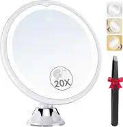 Upgraded 20X Magnifying Lighted Makeup Mirror with 3 Color Lights, Touch Dimmabl