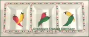 CHILI PEPPERs 3 Section Divided Tidbit Serving Tray HOT Red Chiles NEW Melamine
