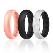 Silicone Wedding BR Solid Ring Set - Marble by ROQ for Women - 3 x 11 mm Ring