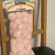 50 Light PINK RAINBOW 2" pom poms NOS New Rare Factory sealed bag Crafts Puffy