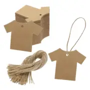 100Pcs Kraft Paper Gift Tags with String,2.6x2.24" T-shirts Paper Labels Brown