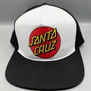 Santa Cruz Skateboards Trucker Hat Men White Black Snap Back Cap New