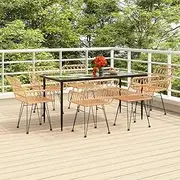 7 Piece Garden Dining Set Poly Rattan Patio Bar Sets