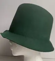 Agnes B 100% Wool Felt Green Fedora style hat Sz59 Made in France