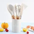 12Pcs Silicone Spatula Set with Holder Heat-Resistant Cookware Kitchen Supplies