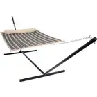 2-Person Quilted Fabric Hammock with 15' Stand - Mountainside by Sunnydaze