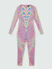 Desigual x Maria Escote Slim-Fit Snake Print Psychedelic Jumpsuit Size S - NWT