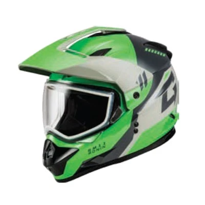 G-Max A21151166 GM-11S Ronin Snow Helmet with Dual Lens Shield Lg Green