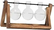 Abaodam 3pcs Hydroponic Bulb Vase with Wooden Stand Modern Terrarium Planter for Indoor Gardening Temperature Resistant Glass Containers for Home and Office Decoration