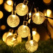 Solar LED String Light Crystal Ball Garland Christmas Home Deco - Warm White (S)