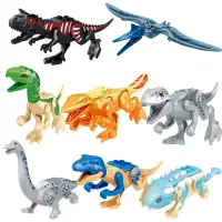 在飛比找蝦皮購物優惠-恐龍 玩具 恐龍兼容樂高積木霸王龍侏羅紀拼裝動物滄龍鯊魚滄龍