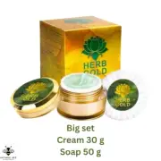 Big Set of Herb Gold Cream Natural All in One Anti Aging Acne Freckles +Soap
