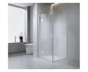 100x70cm Corner Frameless Shower Screen with Gunmetal Channel and SS Hinges