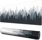 LznYi Mouse Pad with Stitched Edges, Extended Mouse Mat Non-Slip Rubber Base, Mousepad for Computers, PC, Laptop and Office (6030 White Forest-AU)