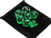 New Chessex Polyhedral Dice with Bag Green Translucent 7 Piece Set CHX 23075