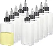 MUXHEL 50 Pcs Small Oil Dispenser Bottle, 3.4 OZ Clear Condiment Squeeze Bottles with Scale, Durable Plastic Oil Squeeze Bottle with Leak-Proof Lid for Oil Soy Sauce Vinegar