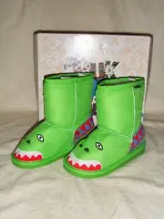 Muk Luks Zoo Babies Green Crocodile Fleece Lined Booties Childrens Size 12 ~ New