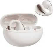 [QCY] Crossky C30 Open Ear Earbuds Wireless Bluetooth, Clip-On Headphones with 4 ENC Noise Cancelling Mic, Stable Fit, Dual Connection, EQ Customized, Sports Earphones for Workout/Running (White)