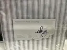 Sky Watercolor Stripe Percale 4 Piece Sheet Set, Size King New