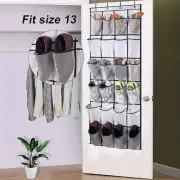 24 Grids Over Door Hooks Shoe Rack with 4 Hooks Closet Bag for Home Door