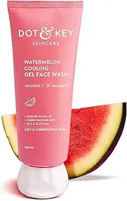 Dot & Key Watermelon Cooling Gel Face Wash With Vitamin C & Cucumber | Face Wash For Glowing Skin|Oil Free |Removes Excess Oil & Dirt | For Combination & Oily Skin| For Women & Men|100Ml