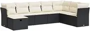 vidaXL Black Poly Rattan Modular Garden Sofa Set - 8-Piece Outdoor Lounge Furniture with Cushions and Storage for Patio, Terrace, Deck, or Backyard.**
