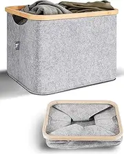 [HENNEZ] Firewood Basket Felt Storage Basket for Ikea Kallax Shelves 40L - Storage Basket Boxes for Shelves - Laundry Box Shelves Bathroom Felt Basket - Shelf Baskets for Storage Felt Storage Baskets