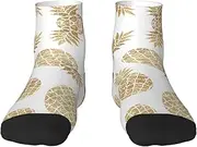 [pvinnk] Golden Pineapple Background Print Functionality Socksing Adult Socks For Workout Winter Warmth And Everyday Wear
