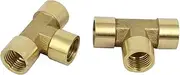 uxcell 1/4BSP Female Thread Brass T Shape Tube Pipe Connecting Fittings Connectors 2pcs