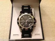 Elgin FG1004 Mens Black Sports Analog Date Chronograph Silicone Stainless Watch