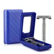 Stainless Steel Double Edge Razor Blades w/ Mirrored Travel Case Butterfly Open