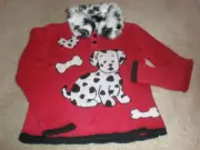 GIRL'S SIZE 6 DALMATION DOG SWEATER NEW WITH TAGS