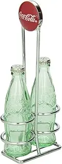 TableCraft Coca-Cola CC339N Salt and Pepper Shaker Set with Chrome Plated Metal Rack,Red