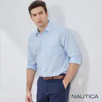 在飛比找momo購物網優惠-【NAUTICA】男裝防皺旗語圖騰長袖襯衫(淺藍)