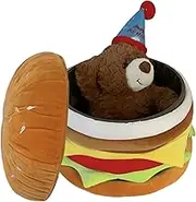 Ottoman with Storage,Hamburger Shape Storage Stool | Multifunctional Home Decor Footrest, Vanity Stool for Living Room