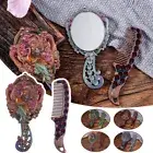 Portable Handle Mirror Princess Mirror Metal Makeup Compact Comb Mirror Handheld