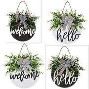 Welcome Sign for Front Door Wreath Decorations for All Seasons Front Porch Decor Hanging Gift for Farmhuose Home Outdoor Indoor