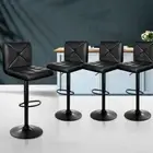 4 PCS Bar Stool PU Leather Kitchen Cafe Chair Crossed Back Rest L Shaped Seat