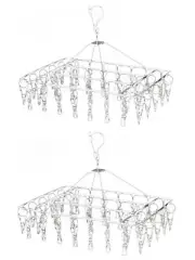 2 Pack Stainless Steel Sock Drying Rack with 80 Clips for Socks Underwear Bra