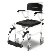 Equipmed Commode Shower Chair, Over Toilet or Bedside 136kg Capacity Aluminium f