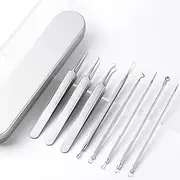 Pimple Popper Tool Kit, Stainless Steel Blackhead Tweezers, Blackhead Remover Tools, Comedone Extractor Tool, Blackhead Tweezers Professional (C)