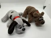 TWO Tonka Pound Puppies Plush 8" Gray Spotted Dog & Brown Dog Kay-bee Vintage
