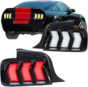 LED Tail Lights Compatible With Ford Mustang 2005-2009 GT Shelby S-197 Dynamic Signal Start-up Animation Pair Rear Lamps Assembly