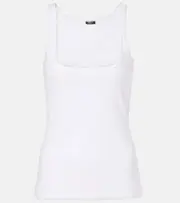 [Versace] Versace Ribbed-knit cotton-blend tank top AU 14 white
