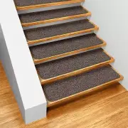 Set of 15 SKID-RESISTANT Carpet Stair Treads PEBBLE GRAY runner rugs
