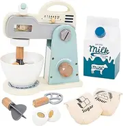 Kids Blender Toy - Wooden Mixer Set Pretend Play | Play Kitchen Accessories, Wooden Kitchen Playset Accessories Pretend Play Toys for Toddler Girls Boys Baby Kids Aged 3-5