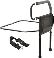 Metal Safety Assist Bed Rail with Wide Handle & Adjustable Support Legs, Portable Bedside Grab Bar for Elderly, Easy to Assemble